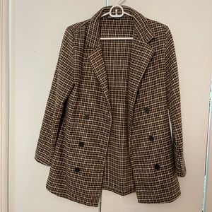Shein Houndstooth brown blazer size xs